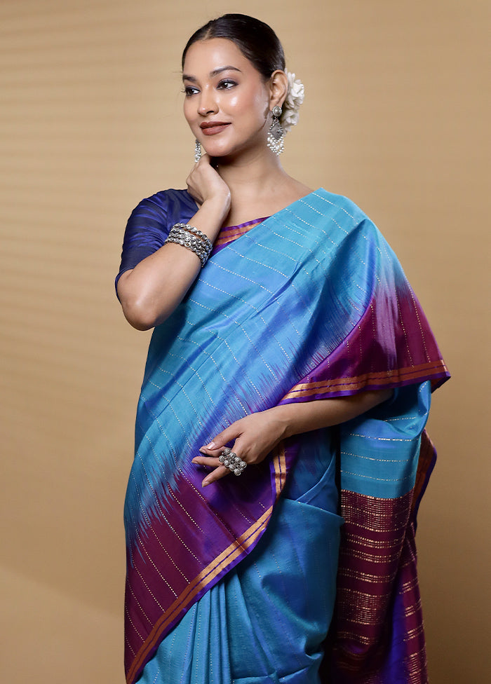 Green Handloom Kanjivaram Pure Silk Saree With Blouse Piece