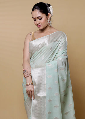 Grey Kora Silk Saree With Blouse Piece