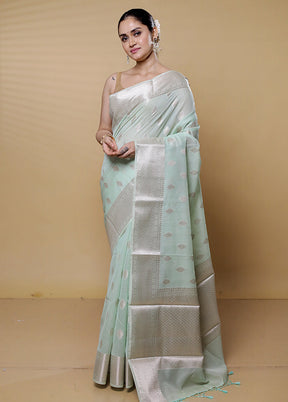 Grey Kora Silk Saree With Blouse Piece