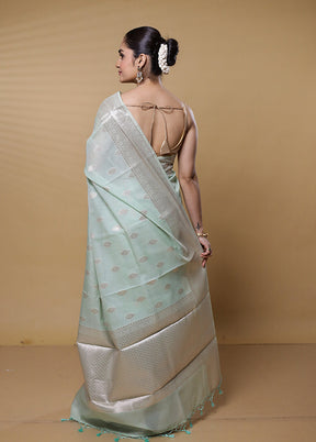 Grey Kora Silk Saree With Blouse Piece