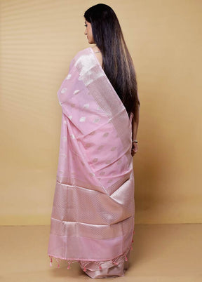 Pink Kora Silk Saree With Blouse Piece