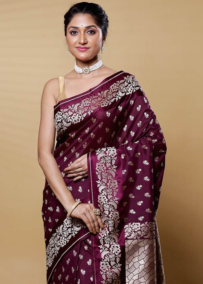 Purple Uppada Silk Saree With Blouse Piece