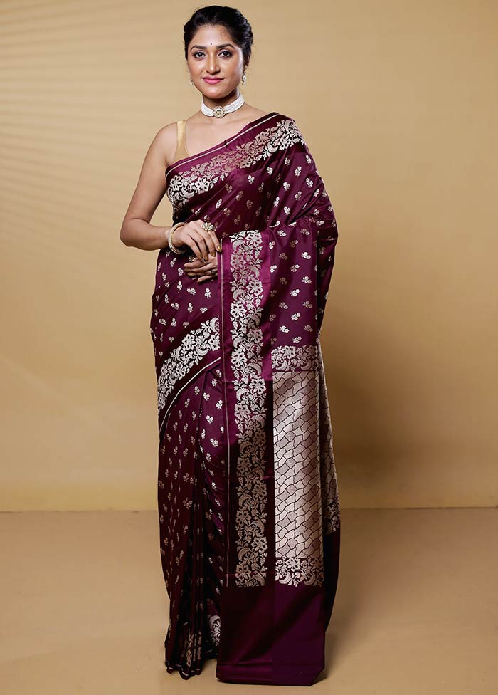 Purple Uppada Silk Saree With Blouse Piece