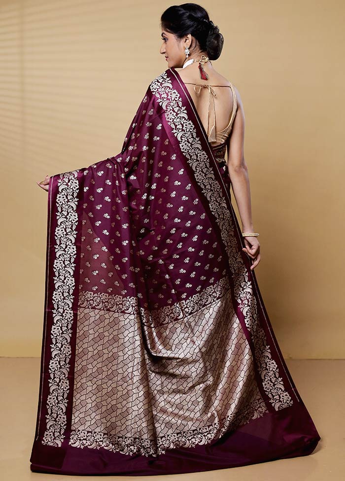 Purple Uppada Silk Saree With Blouse Piece