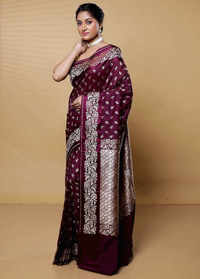 Purple Uppada Silk Saree With Blouse Piece