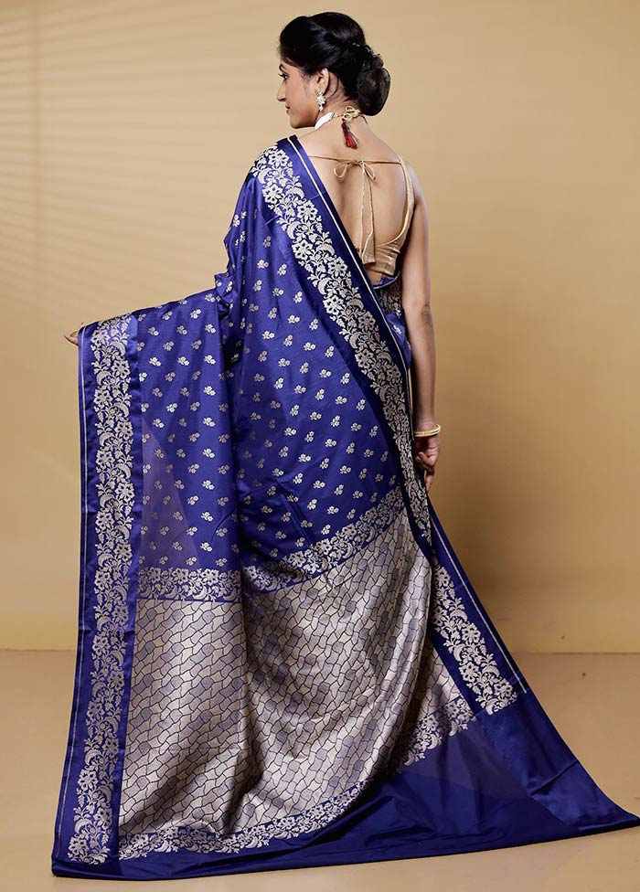 Blue Uppada Silk Saree With Blouse Piece