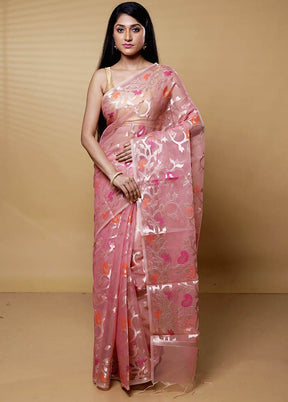 Pink Organza Saree With Blouse Piece