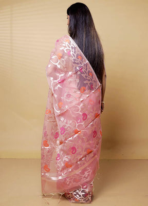 Pink Organza Saree With Blouse Piece