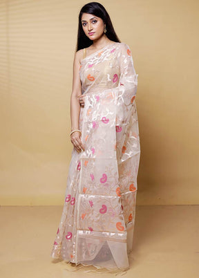 White Organza Saree With Blouse Piece