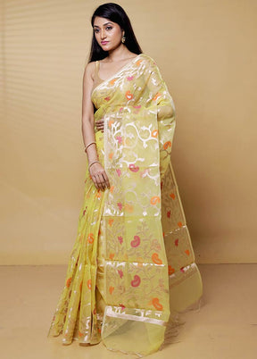 Yellow Organza Saree With Blouse Piece