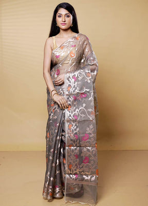 Grey Organza Saree With Blouse Piece