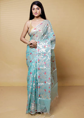 Green Organza Saree With Blouse Piece