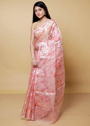 Pink Organza Saree With Blouse Piece