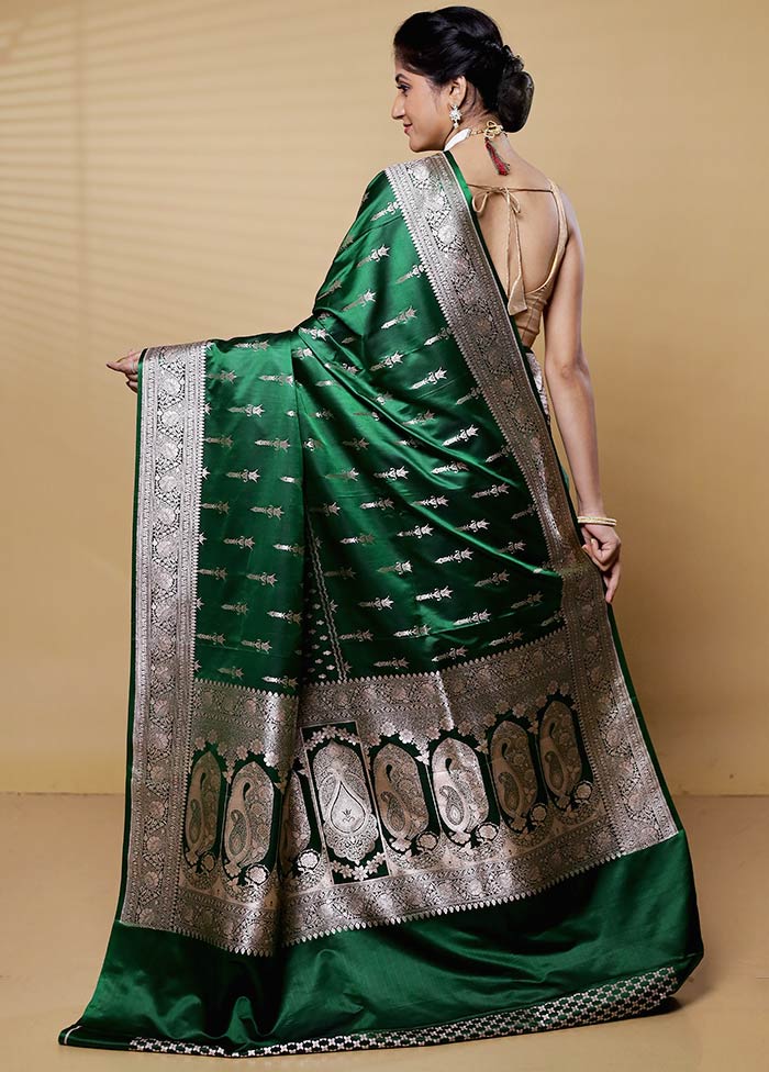 Green Uppada Silk Saree With Blouse Piece