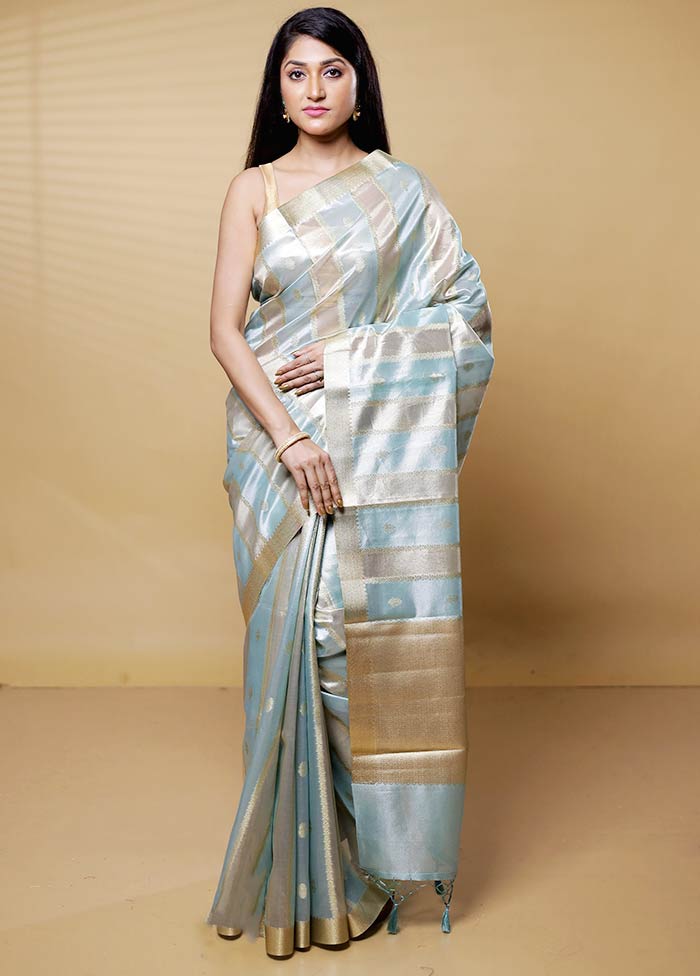 Green Tissue Silk Saree With Blouse Piece