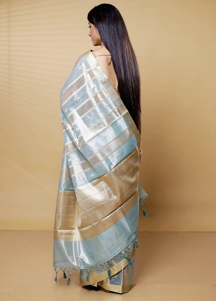 Green Tissue Silk Saree With Blouse Piece