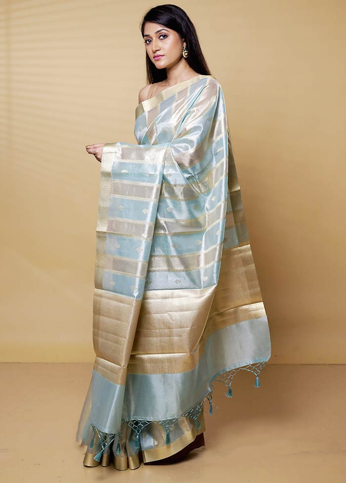 Green Tissue Silk Saree With Blouse Piece