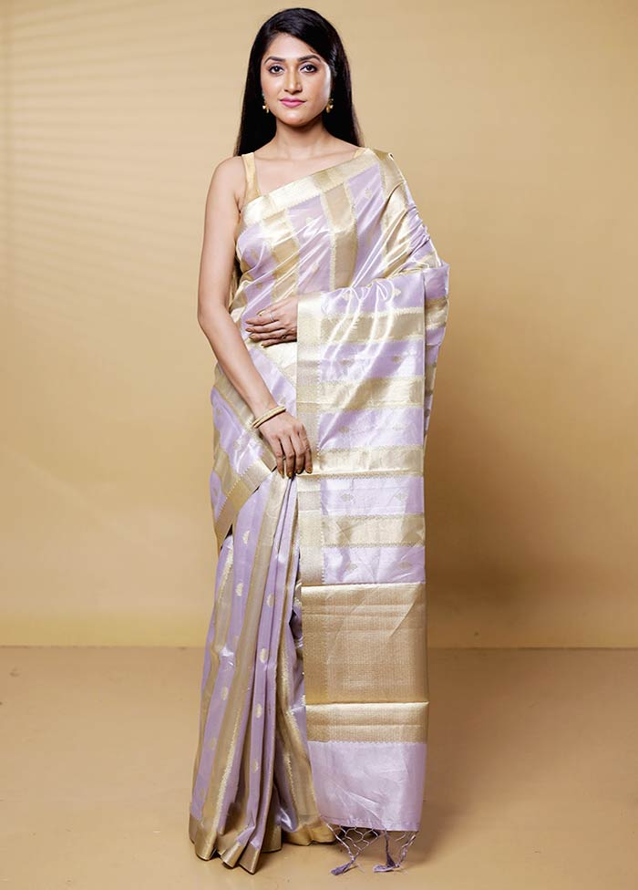 Purple Tissue Silk Saree With Blouse Piece