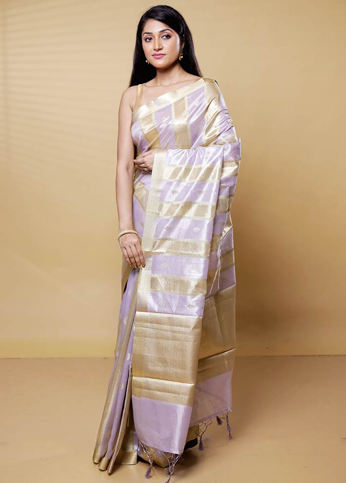 Purple Tissue Silk Saree With Blouse Piece