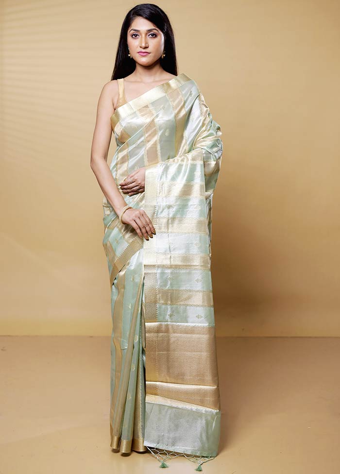 Green Tissue Silk Saree With Blouse Piece