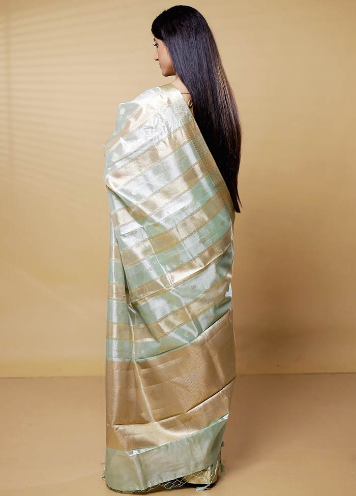 Green Tissue Silk Saree With Blouse Piece