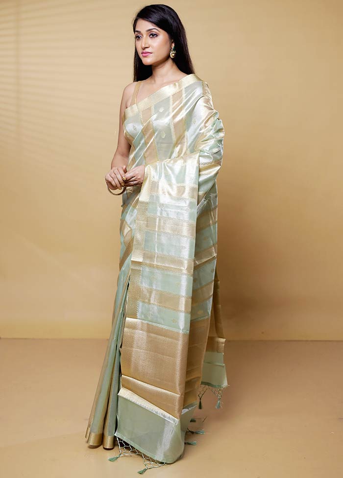 Green Tissue Silk Saree With Blouse Piece