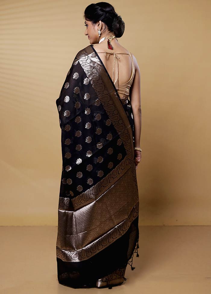 Black Cotton Saree With Blouse Piece