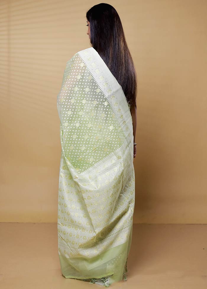 Green Kora Silk Saree With Blouse Piece