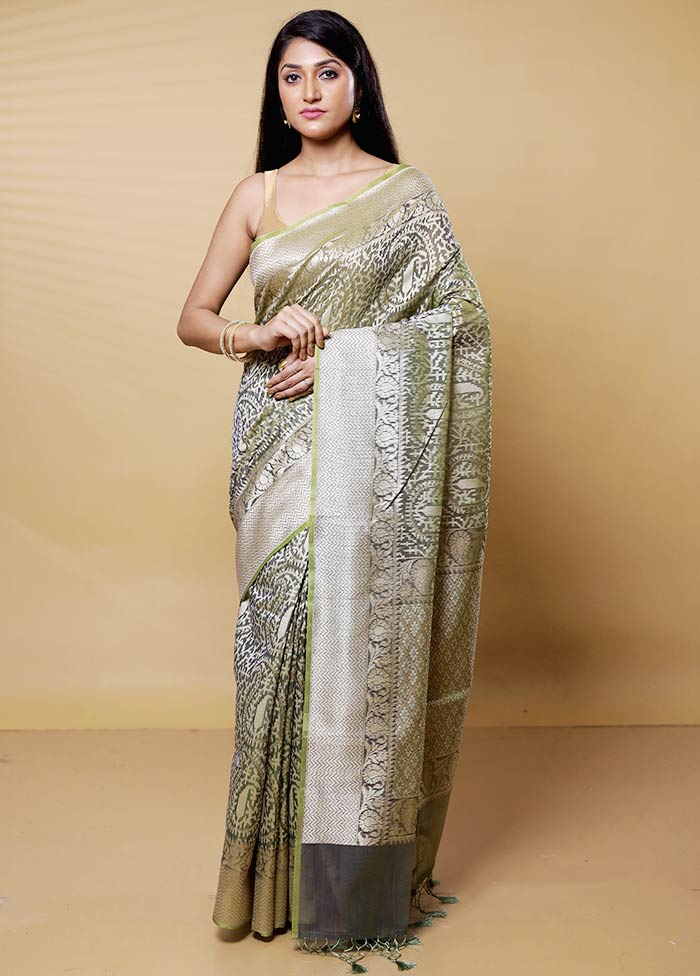 Grey Kora Silk Saree With Blouse Piece