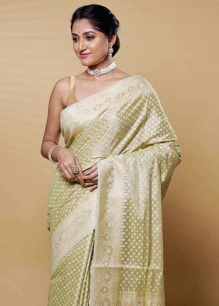 Green Kora Silk Saree With Blouse Piece