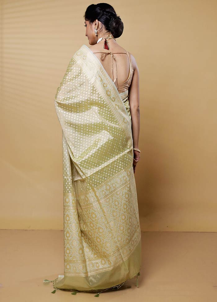 Green Kora Silk Saree With Blouse Piece