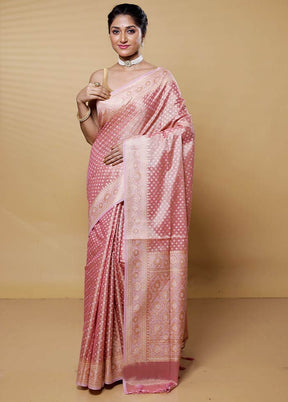 Pink Kora Silk Saree With Blouse Piece