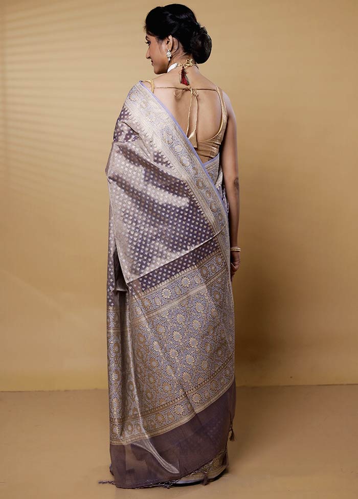 Purple Kora Silk Saree With Blouse Piece