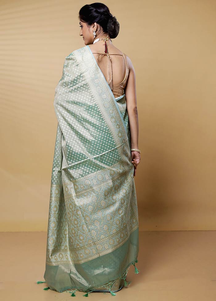 Green Kora Silk Saree With Blouse Piece