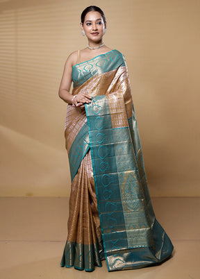 Gold Kanjivaram Silk Saree With Blouse Piece