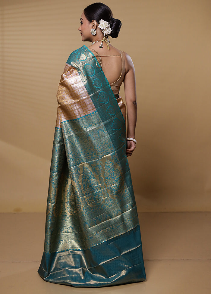 Gold Kanjivaram Silk Saree With Blouse Piece