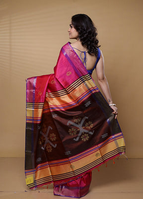 Purple Kalakshetra Kanjivaram Silk Saree With Blouse Piece