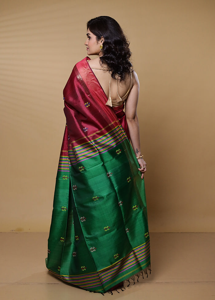 Pink Kalakshetra Kanjivaram Silk Saree With Blouse Piece