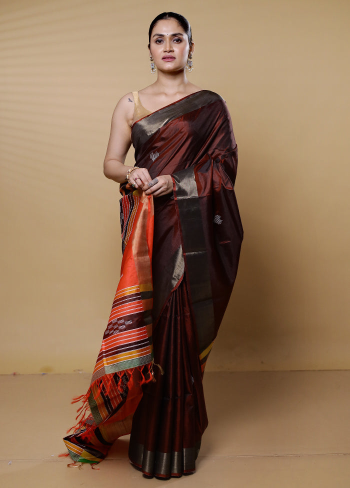 Maroon Kalakshetra Kanjivaram Silk Saree With Blouse Piece