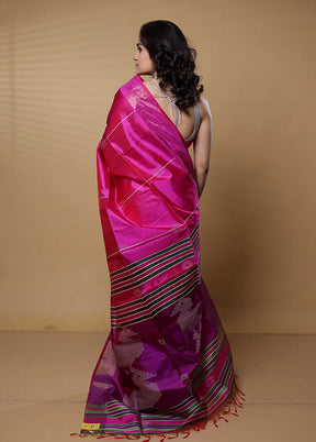 Pink Kalakshetra Kanjivaram Silk Saree With Blouse Piece