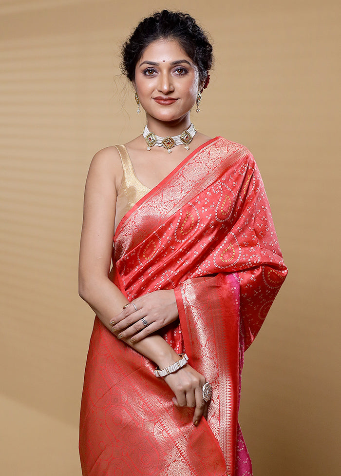 Pink Dupion Silk Saree With Blouse Piece