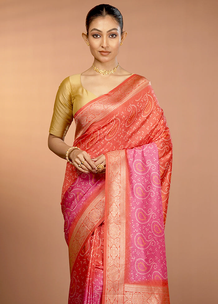 Pink Dupion Silk Saree With Blouse Piece
