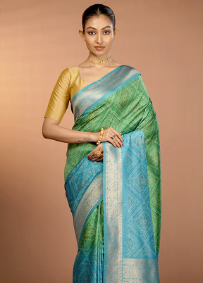 Blue Dupion Silk Saree With Blouse Piece