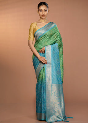 Blue Dupion Silk Saree With Blouse Piece