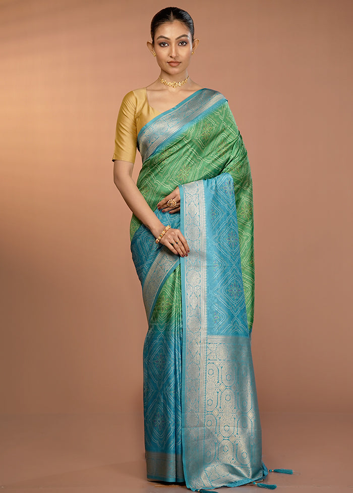 Blue Dupion Silk Saree With Blouse Piece