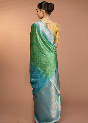 Blue Dupion Silk Saree With Blouse Piece