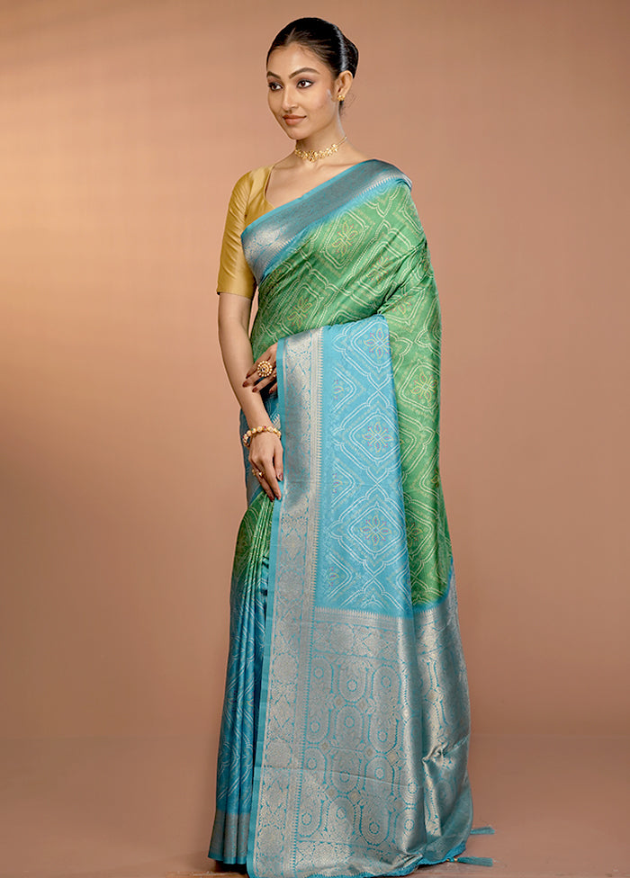 Blue Dupion Silk Saree With Blouse Piece