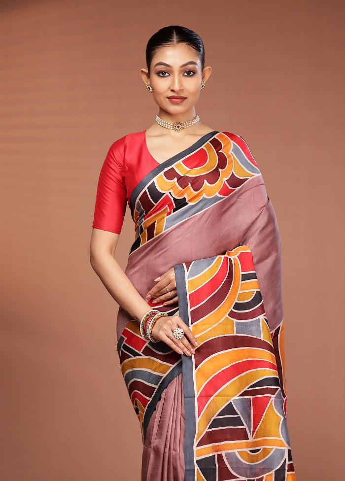 Multicolor Printed Pure Silk Saree Without Blouse Piece