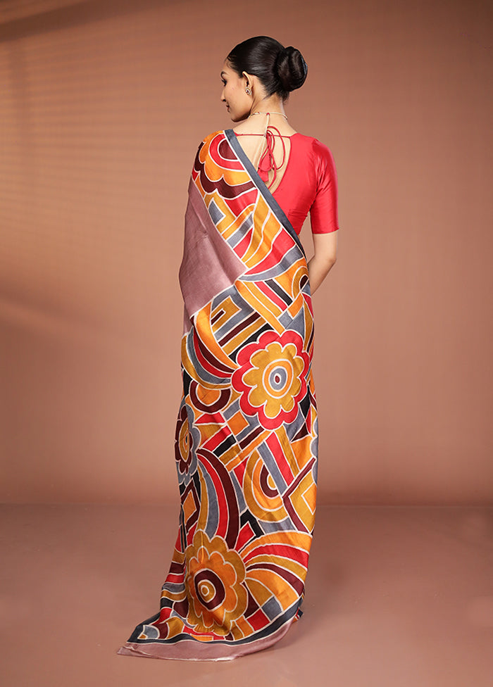 Multicolor Printed Pure Silk Saree Without Blouse Piece