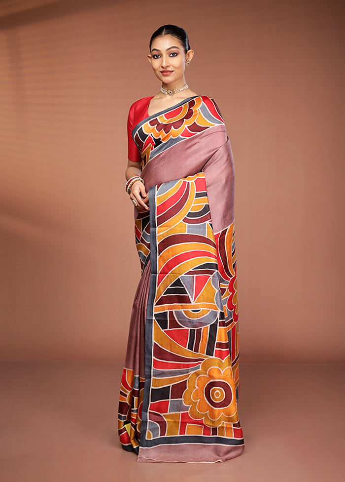 Multicolor Printed Pure Silk Saree Without Blouse Piece